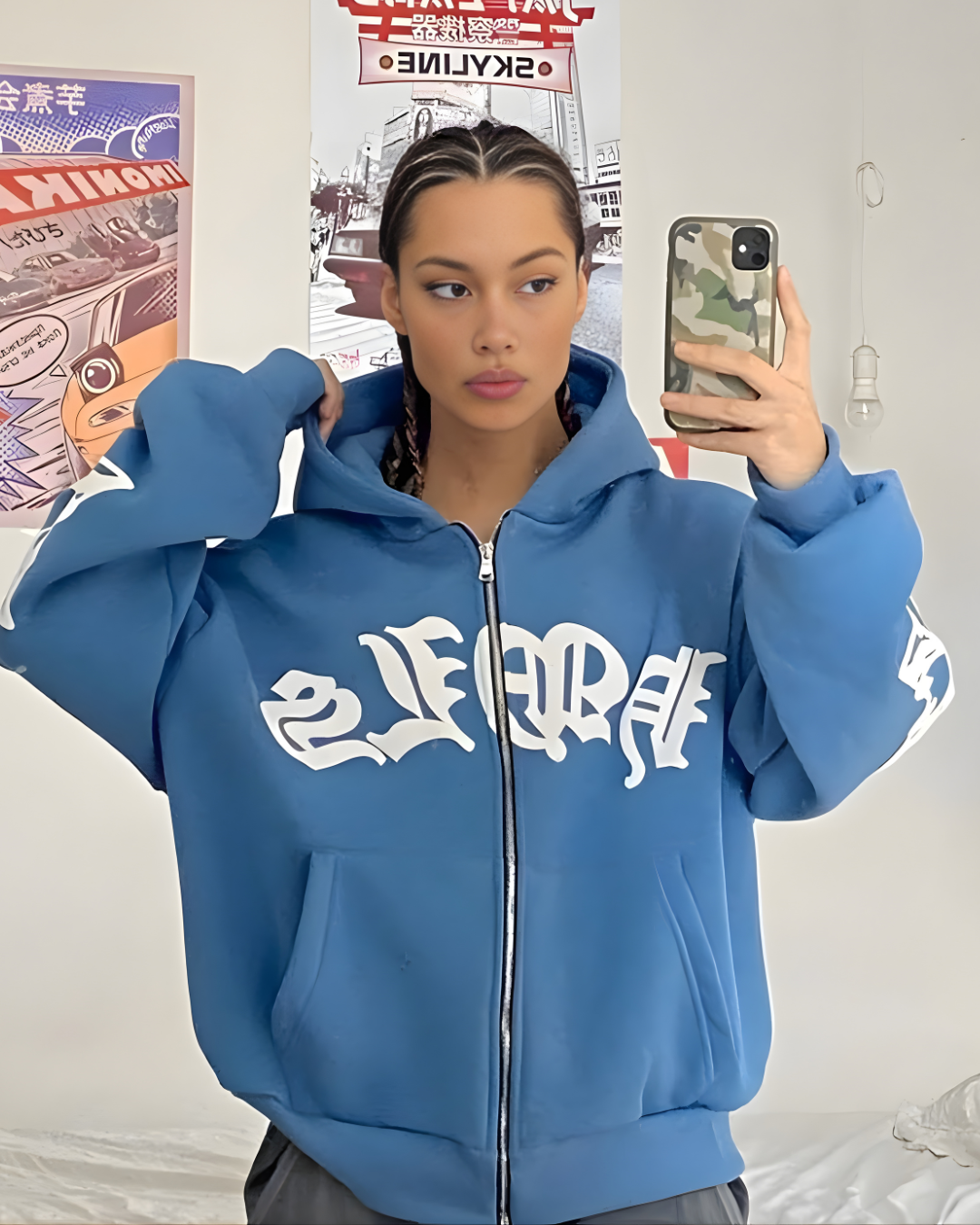 Chaqueta Vintage Hip Hop Y2K para Mujeres - Sudadera Casual con Capucha