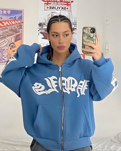 Chaqueta Vintage Hip Hop Y2K para Mujeres - Sudadera Casual con Capucha