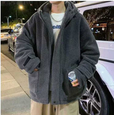 Chaqueta de Algodón con Capucha y Lana de Cordero para Hombre