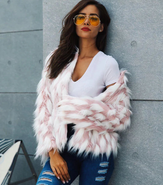 Abrigo de Piel Sintética para Mujer - Ropa Exterior Elegante